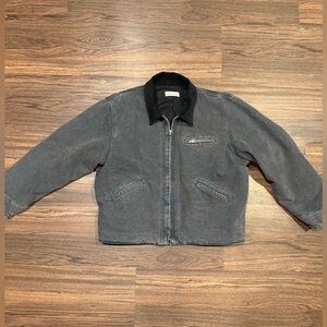 Men's Washed Black Workwear Jacket with Contrast Collar